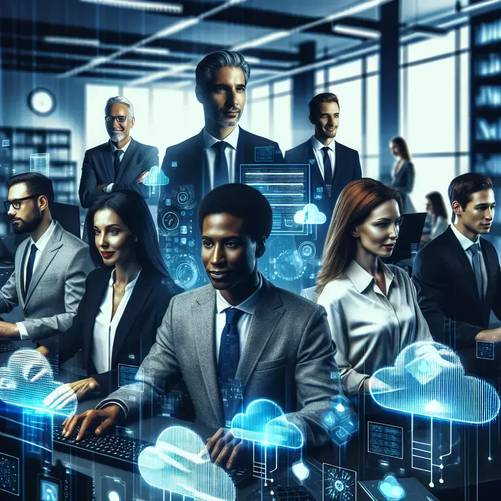 Team collaboration image representing a global IT company with secure cloud and cybersecurity expertise